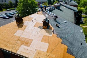 team of roofs only installing a new roof on a multi family building in austin texas