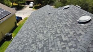 a residential building in austin with a fresh new roof replacement