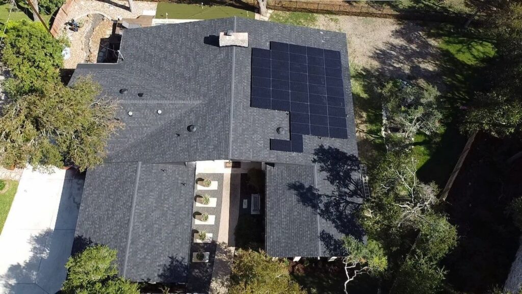 Completed roof replacement by RoofsOnly.com in Austin Texas showing architectural shingles