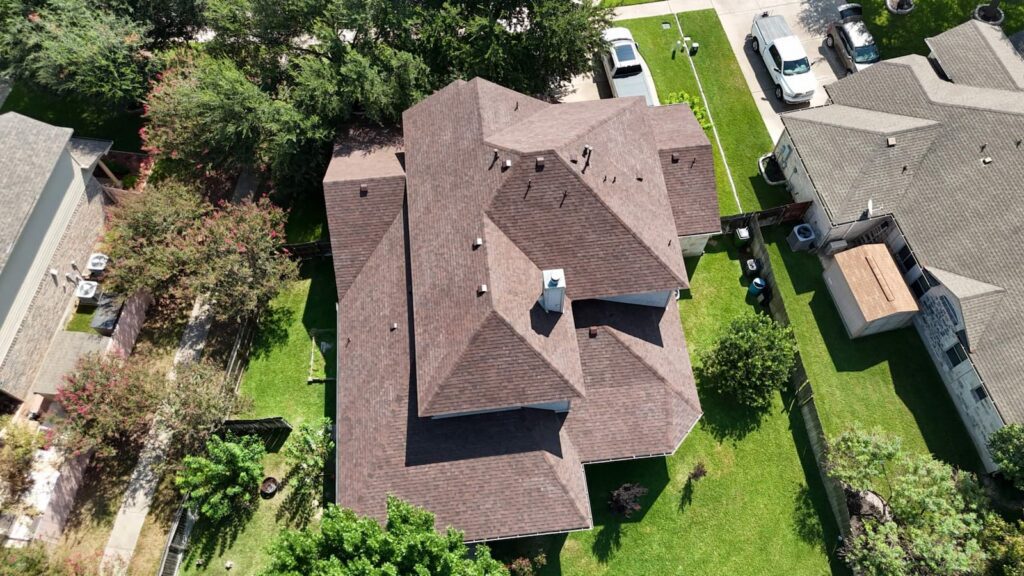Close-up of Class 4 impact resistant architectural shingles for Austin Texas homes