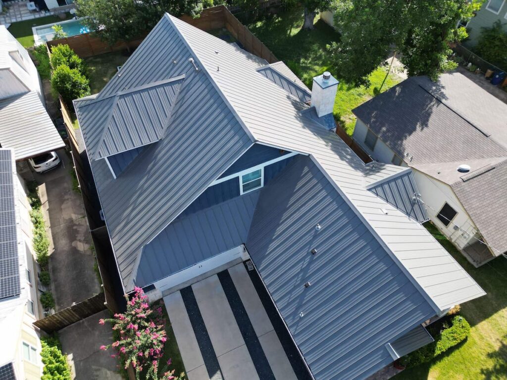 Standing seam metal roof installed on residential home in Austin Texas