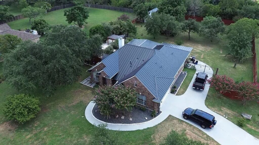 Kynar 500 PVDF finish on standing seam metal roofing panel installed in Austin Texas