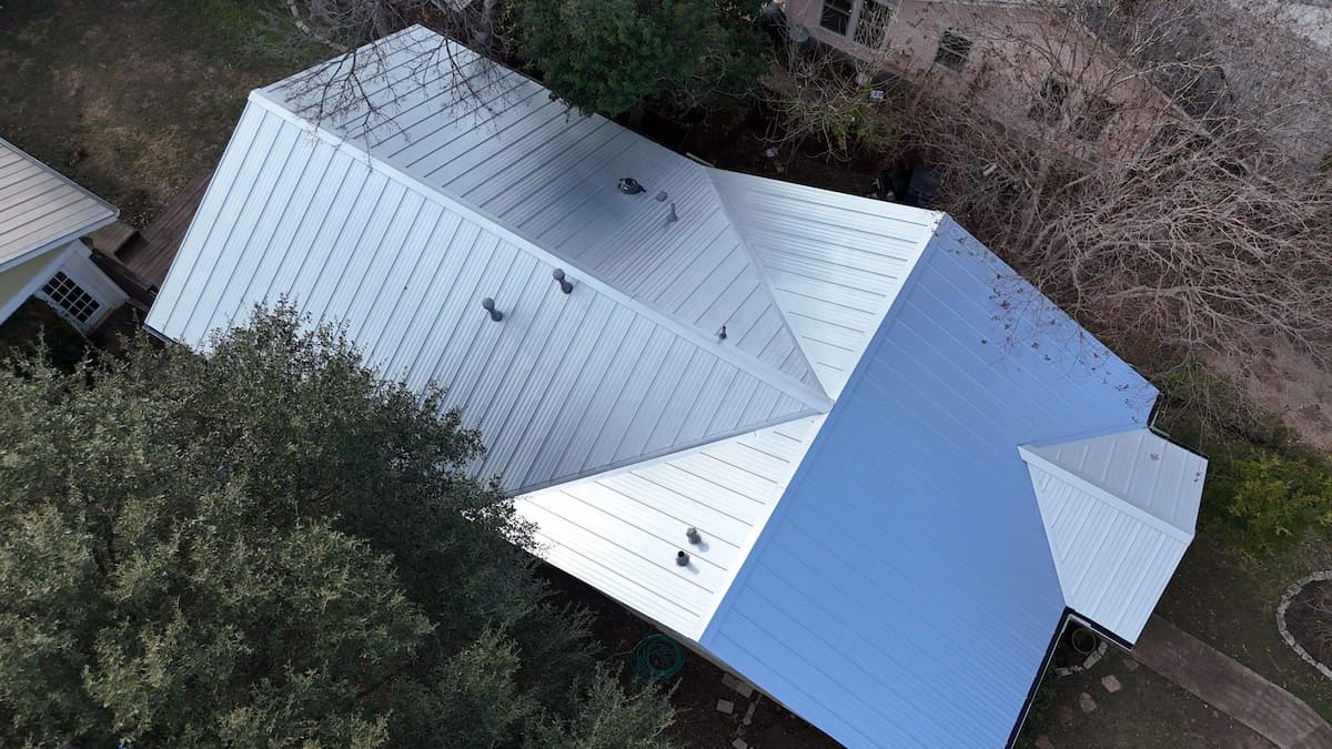 Standing seam metal roof panel profiles and color options for Austin Texas homes