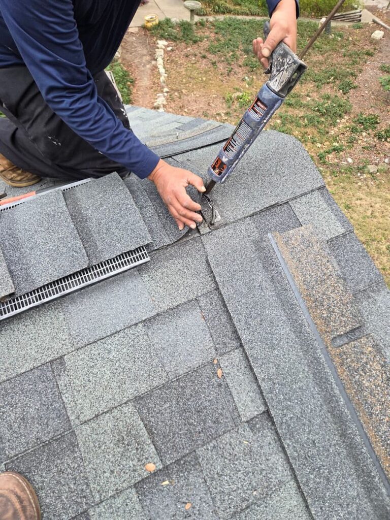 Squirrel chew damage around a roof vent on an Austin Texas home