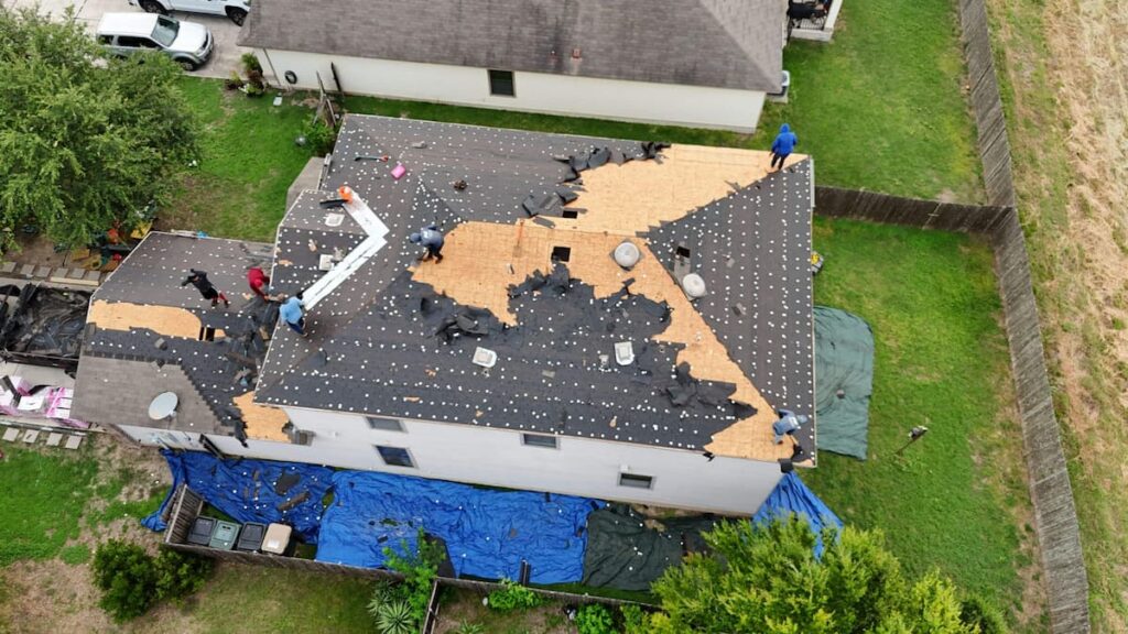 roof replacement tear off on a house in Kyle, TX by roofsonly.com