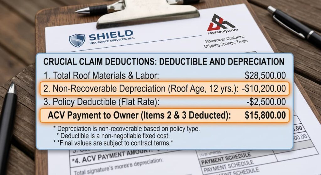 Insurance Estimate Deductible Depreciation Detail
